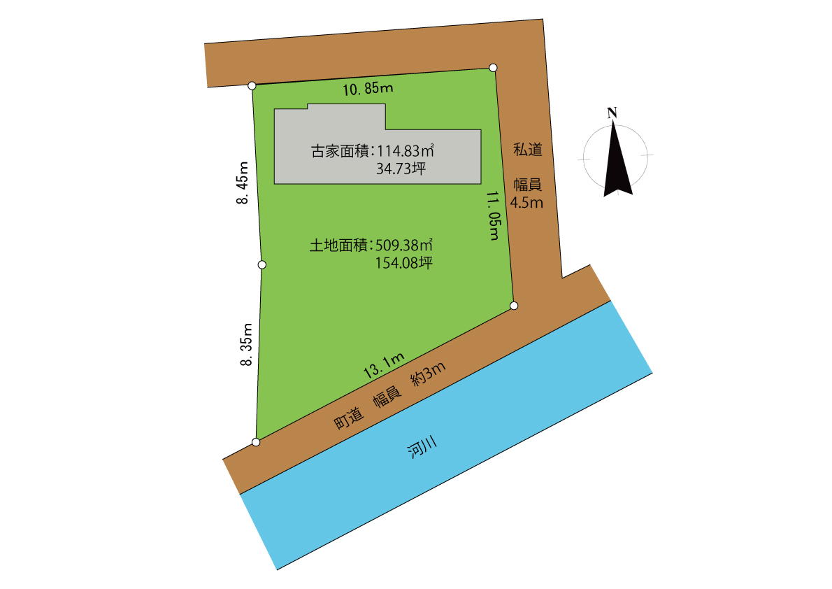 竜島154坪　区画図